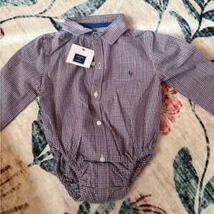 Janie and Jack Red and Blue Checkered Baby Outfit